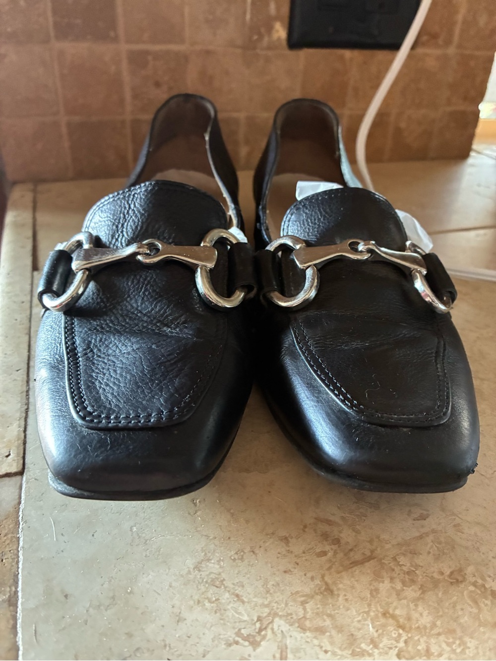 Paul Green Black Leather Women's Bit Loafers